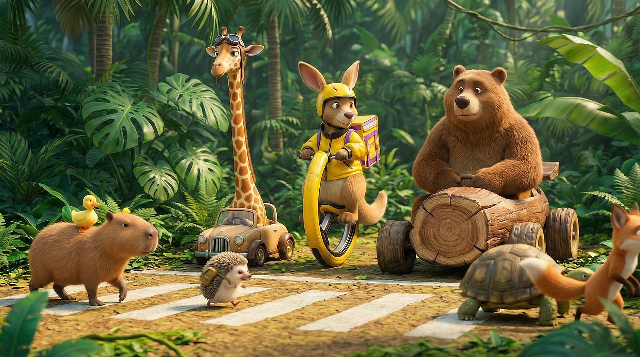 美团外卖 1 对 1 急送丨荒诞丛林，美味治愈（图ZNDAyMTM5ODM2） - AI作品 - 站酷设计师小杰AIGC原创素材 - 站酷ZCOOL