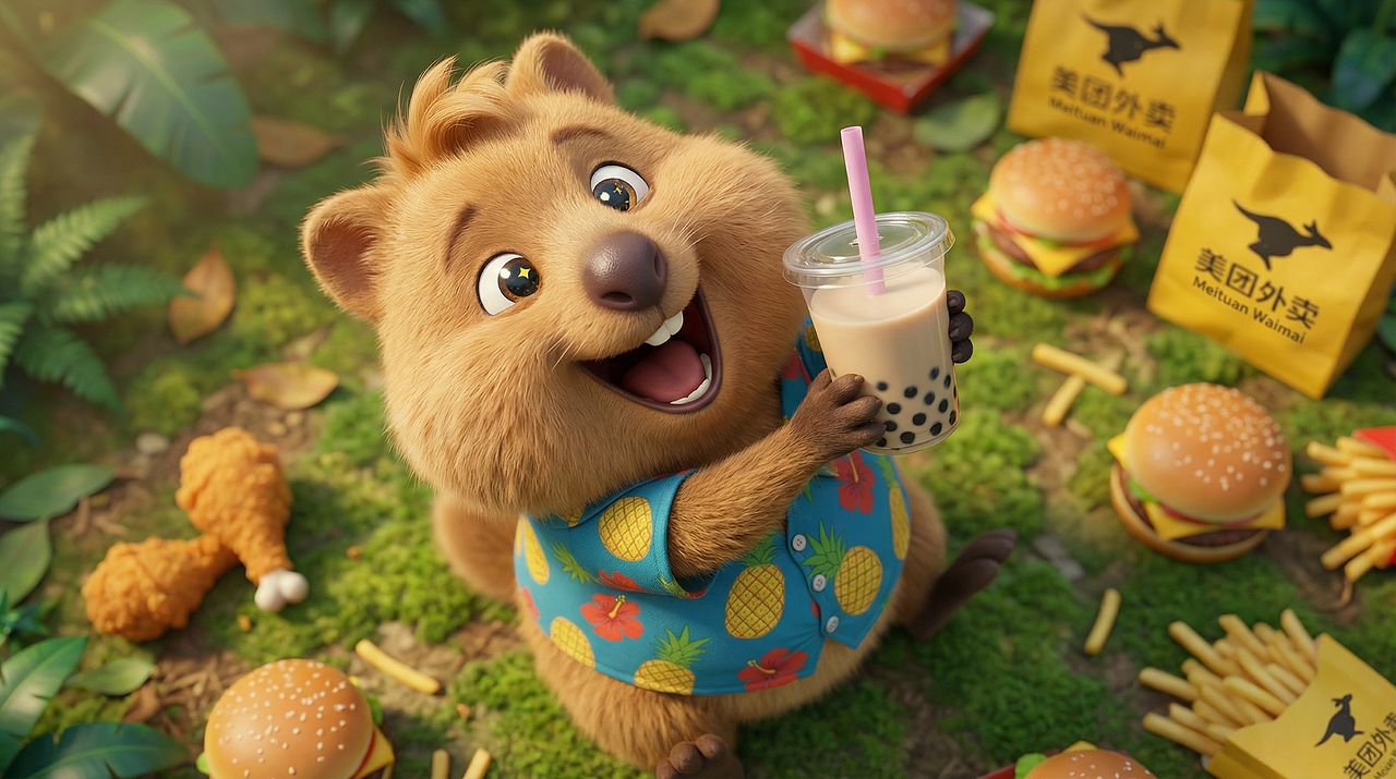 美团外卖 1 对 1 急送丨荒诞丛林，美味治愈（图ZNDAyMTM5ODUy） - AI作品 - 站酷设计师小杰AIGC原创素材 - 站酷ZCOOL