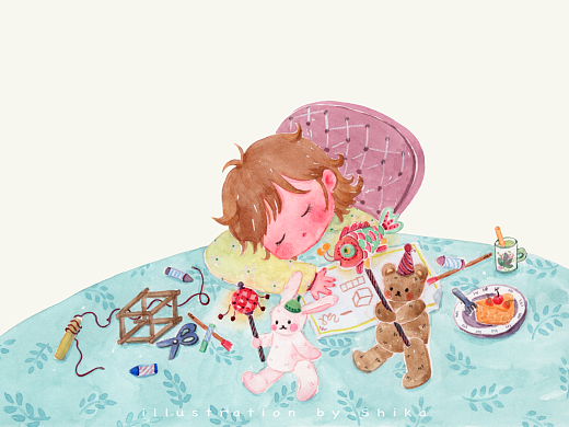 手绘丨手工未完成 夜晚先抱走