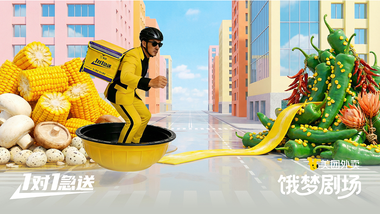 美团外卖1对1急送之「饿梦剧场」(图ZNDAyMTQ2NTk2) - AI作品 - 站酷设计师发电阿曼达原创素材 - 站酷ZCOOL