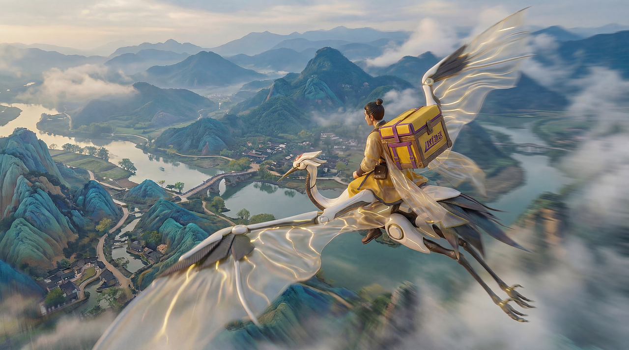 美团外卖1对1急送:入画,跨越千年的使命必达(图ZNDAyMTUyNjgw) - AI作品 - 站酷设计师不是猫Notcat原创素材 - 站酷ZCOOL