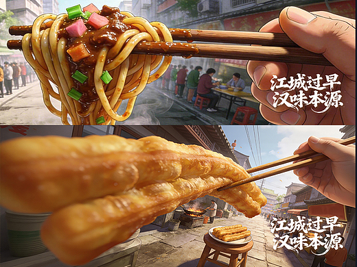 即梦AI直出｜武汉过早｜好吃的大透视海报教程（个人主页-ZNzMxMDk2OTY=） - AI作品 - 站酷设计师JinLixing原创素材 - 站酷ZCOOL