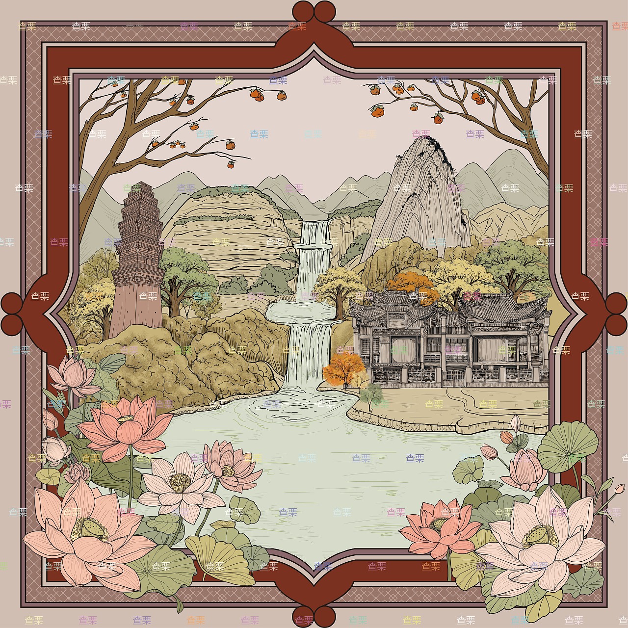 城市丝巾图案设计（图ZNDAyMTc0NTky） - 图案 - 站酷设计师查栗原创素材 - 站酷ZCOOL