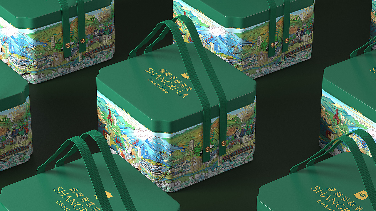 成都香格里拉丨精品成都特产礼盒-铁盒（图ZNDAyMTk2NjI4） - 包装 - 站酷设计师苟博一包装设计原创素材 - 站酷ZCOOL