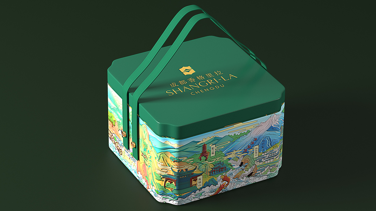 成都香格里拉丨精品成都特产礼盒-铁盒（图ZNDAyMTk2NjIw） - 包装 - 站酷设计师苟博一包装设计原创素材 - 站酷ZCOOL