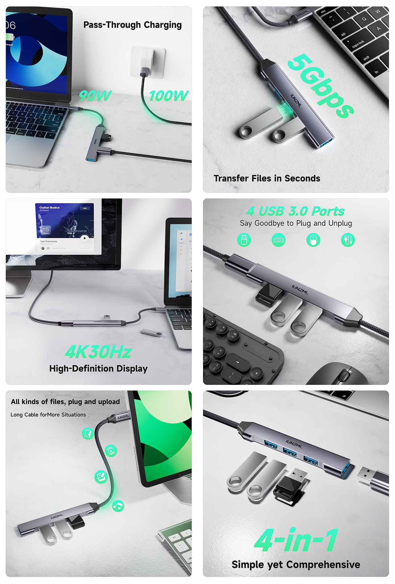 HUB拓展坞套图（亚马逊）工作图（图ZNDAyMjIxMjk2） - 产品 - 站酷设计师瓶子I原创素材 - 站酷ZCOOL