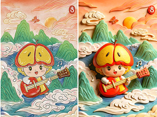 苹果小女孩IP诞生，ai生立体效果太酷了吧🍎