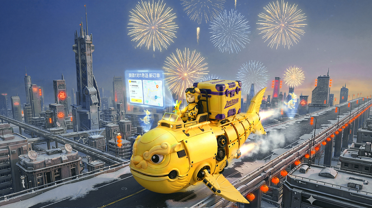 滚烫奇旅：多维星球送外卖（图ZNDAyMjM5MzQw） - AI作品 - 站酷设计师OK佩奇原创素材 - 站酷ZCOOL