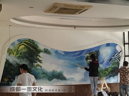 网吧墙绘，网咖墙绘，风景壁画