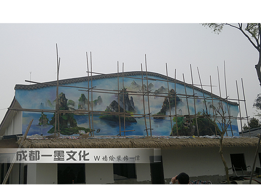 新中式墙绘，墙绘国画