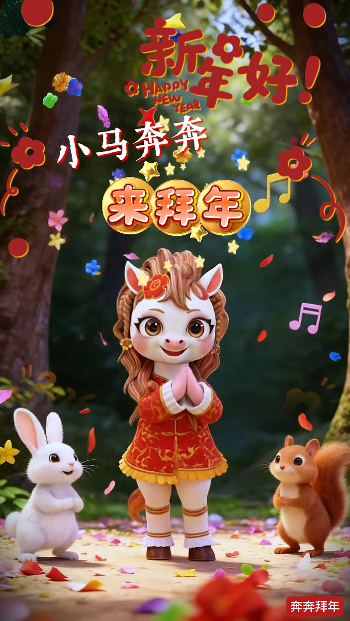 小马“奔奔”来拜年（图ZNDAyMjQ5NTI0） - 人物/生物 - 站酷设计师心绘XYX原创素材 - 站酷ZCOOL