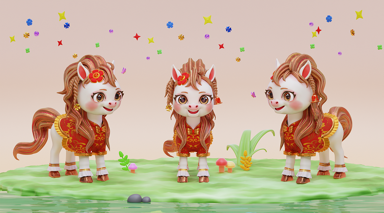 小马“奔奔”来拜年（图ZNDAyMjQ5NTM2） - 人物/生物 - 站酷设计师心绘XYX原创素材 - 站酷ZCOOL