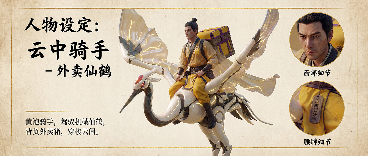 美团外卖1对1急送:入画,跨越千年的使命必达(图ZNDAyMjY3NzYw) - AI作品 - 站酷设计师不是猫Notcat原创素材 - 站酷ZCOOL
