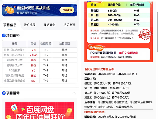 百度网盘推广一个多少钱？百度网盘拉下8元一个吗