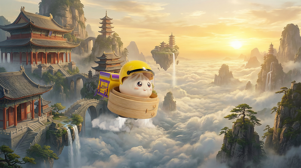 包子成精了?!御蒸屉飞行送外卖!（图ZNDAyMjg5NTky） - AI作品 - 站酷设计师大峰AI绘画原创素材 - 站酷ZCOOL