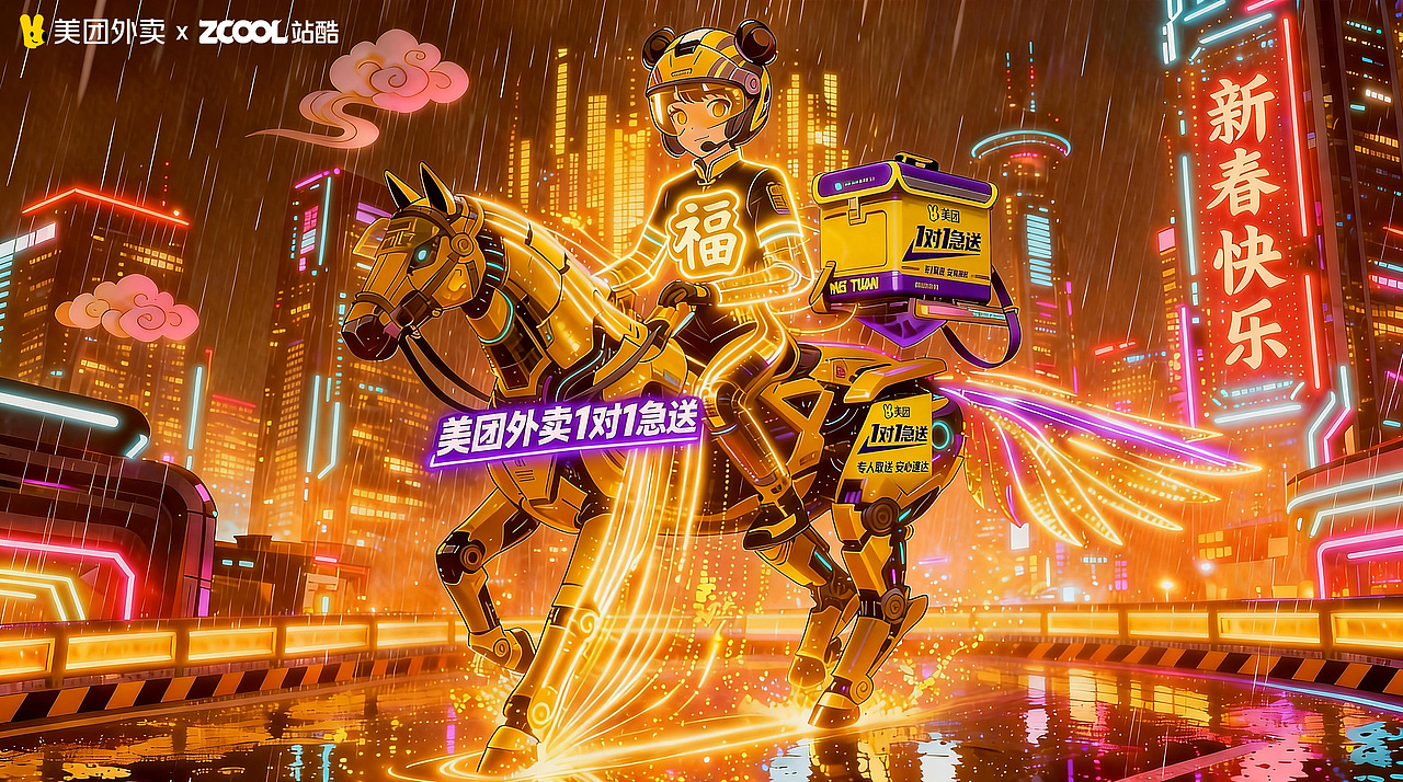 所爱隔山海 美团外卖1对1急送皆可达（图ZNDAyMjkyNzI0） - AI作品 - 站酷设计师聚歌原创素材 - 站酷ZCOOL