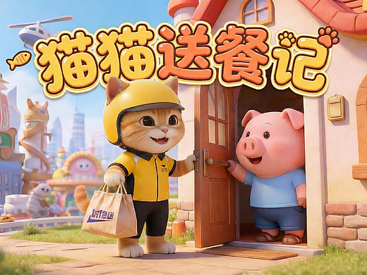 貓貓送餐記（個人主頁-ZNzMxMjI3NTY=） - AI作品 - 站酷設(shè)計師山外原創(chuàng)素材 - 站酷ZCOOL