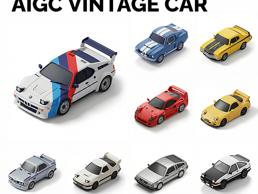 复古汽车小模型（个人主页-ZNzMxMjY5NDg=） - AI作品 - 站酷设计师S0n_原创素材 - 站酷ZCOOL