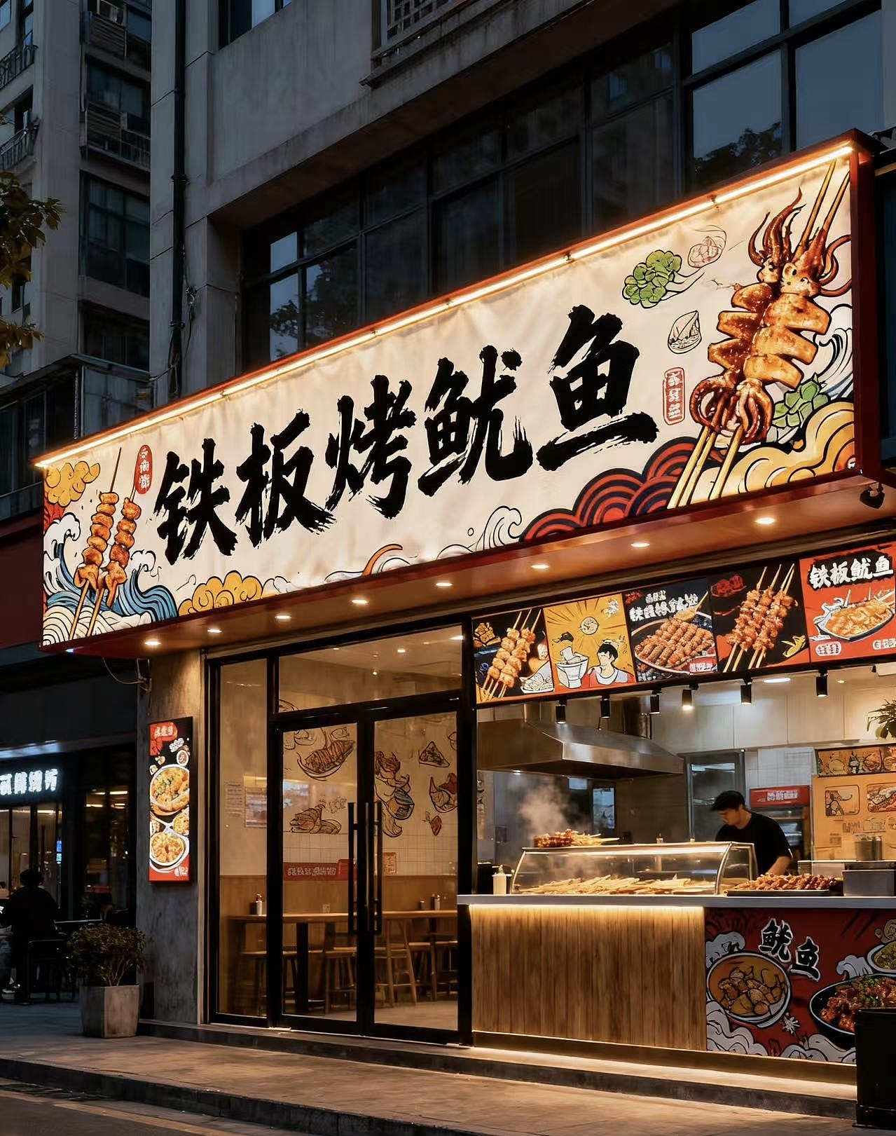 铁板鱿鱼灯箱门头设计（图ZNDAyMzMzOTA0） - 商业空间设计 - 站酷设计师橙子接全国门头原创素材 - 站酷ZCOOL