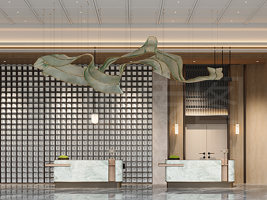 创业大厦大堂 餐饮区现代表现