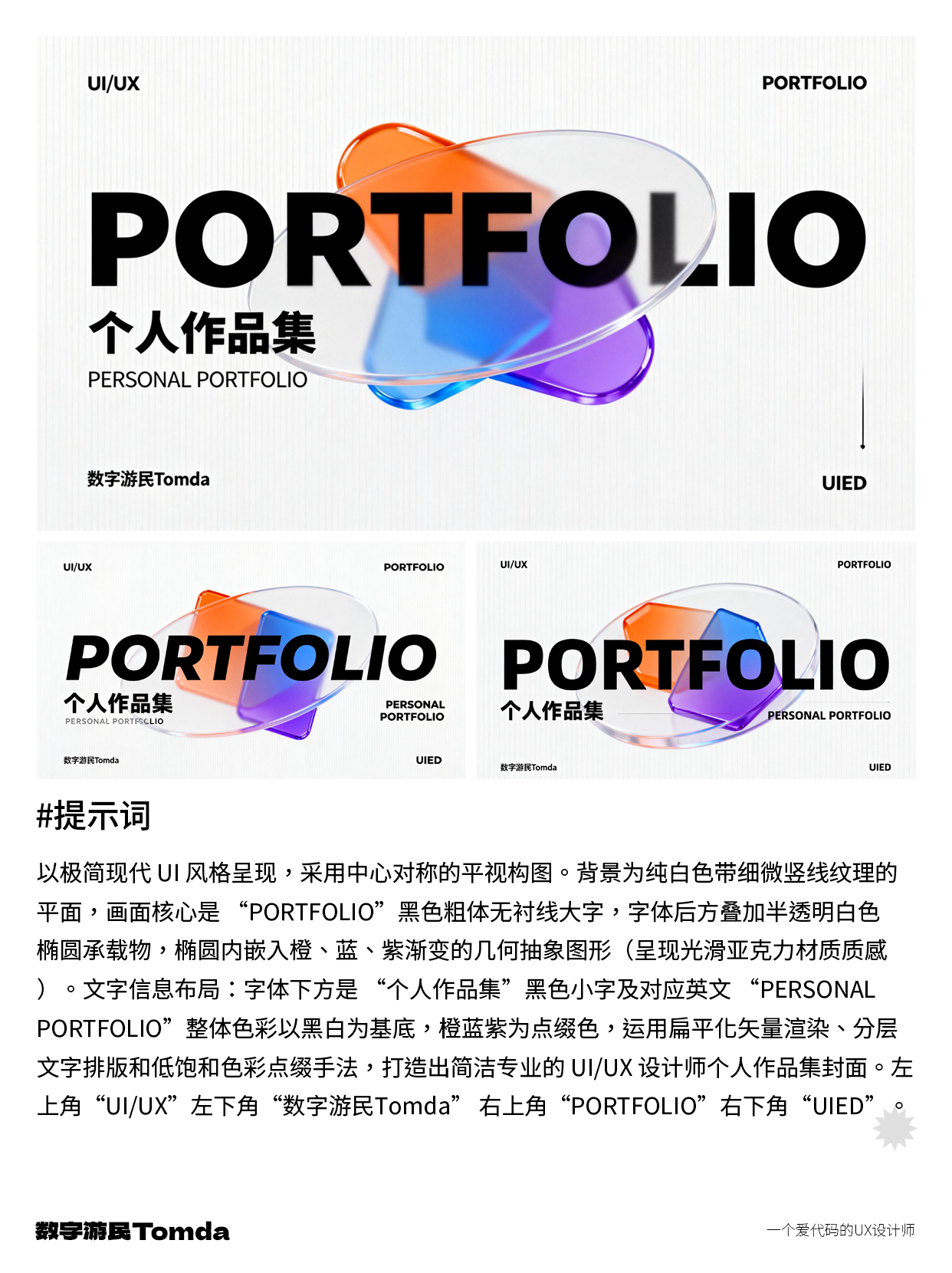 设计作品集封面不用愁，AI帮你高效搞定！（图ZMTU0MDc4ODg=） - 教程 - 站酷设计师Tomda原创素材 - 站酷ZCOOL