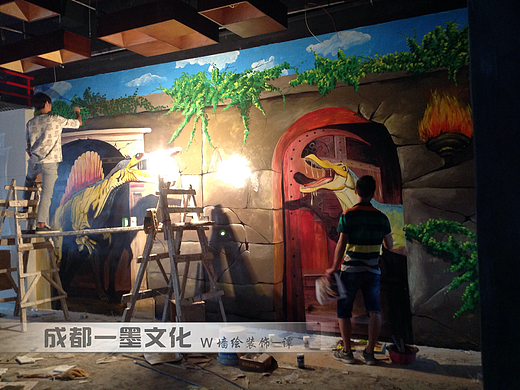 3D墙画，网咖墙绘，网咖装修