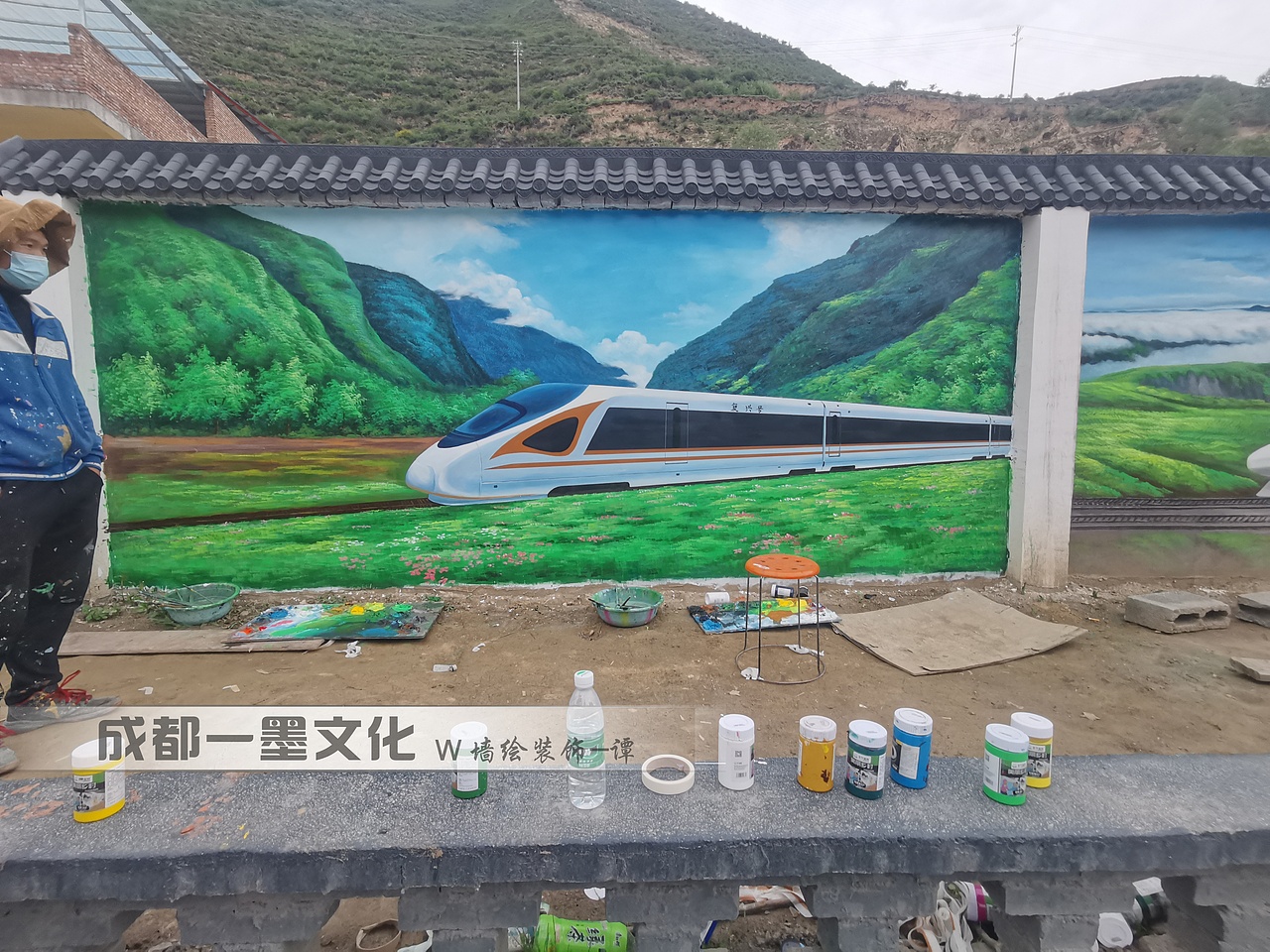 山水画墙绘，风景壁画，乡村文化墙（图ZNDAyNDE5NjU2） - 绘画 - 站酷设计师壁画墙绘原创素材 - 站酷ZCOOL