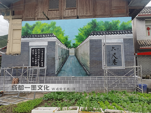 风景壁画，写实风景，乡村墙绘