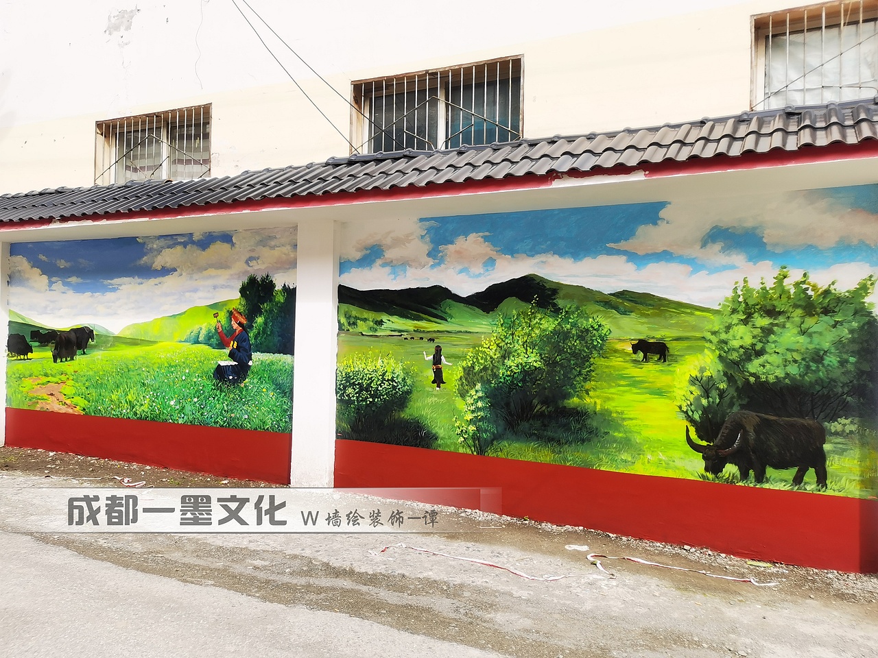 风景壁画，写实风景,乡村文化墙（图ZNDAyNDIxNjYw） - 绘画 - 站酷设计师壁画墙绘原创素材 - 站酷ZCOOL