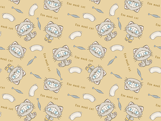 四方连续“眼罩猫咪”