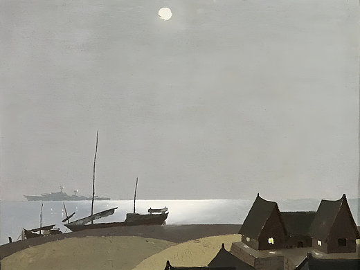 油畫(huà)《靜靜的漁村》（個(gè)人主頁(yè)-ZNzMxMzgyNTY=） - 繪畫(huà) - 站酷設(shè)計(jì)師畫(huà)家馬永平原創(chuàng)素材 - 站酷ZCOOL