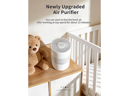 一组亚马逊风格的空气净化器场景图，#2025渲染总结