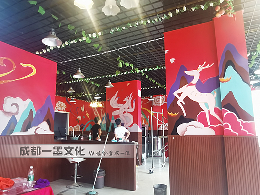 成都墙绘，新中式墙绘，墙绘国画