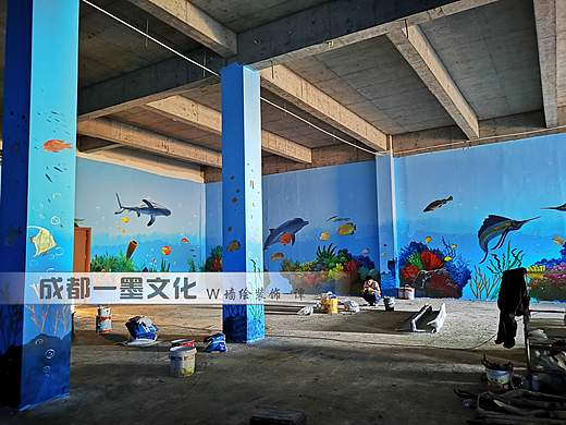 海底世界，海洋壁画，海鲜墙绘