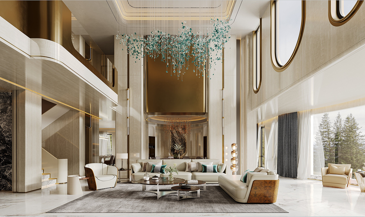 现代轻奢风挑空别墅（图ZNDAyNDg3Mzcy） - 家装设计 - 站酷设计师是丽丽啊wink原创素材 - 站酷ZCOOL