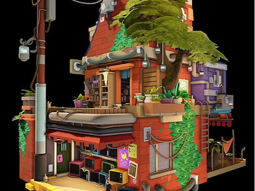 复古卡通场景建模渲染