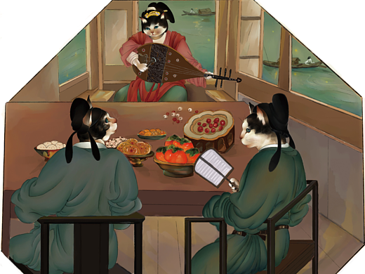 詩(shī)繪長(zhǎng)安，唐貓知味？——夏夏筆下的唐韻長(zhǎng)安插畫集（個(gè)人主頁(yè)-ZNzMxNDMxNjg=） - 商業(yè)插畫 - 站酷設(shè)計(jì)師羅夏艷原創(chuàng)素材 - 站酷ZCOOL