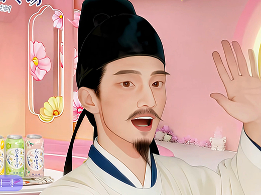 AI短片｜李白在风花雪月啤酒直播间当主播？