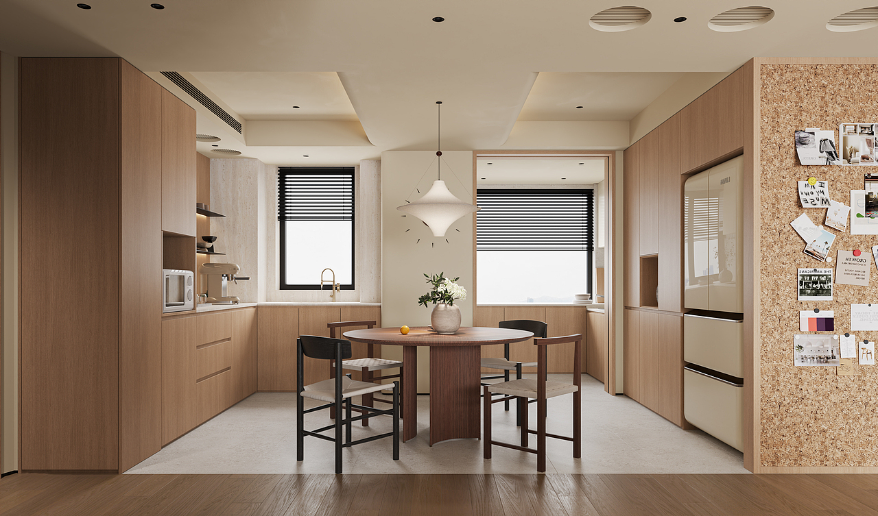 暖色简约客餐厅渲染（图ZNDAyNTI0MTMy） - 家装设计 - 站酷设计师原本一效果图表现原创素材 - 站酷ZCOOL