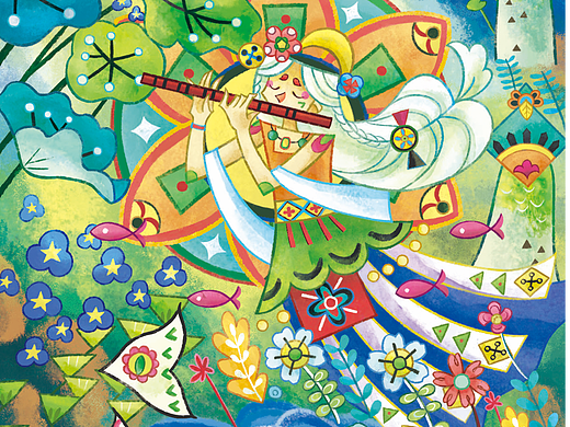 彩绘灰陶女立俑拟人