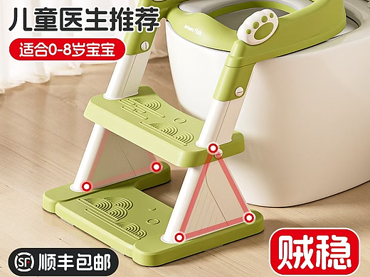 母婴 儿童坐便器 塑料 渲染 详情页