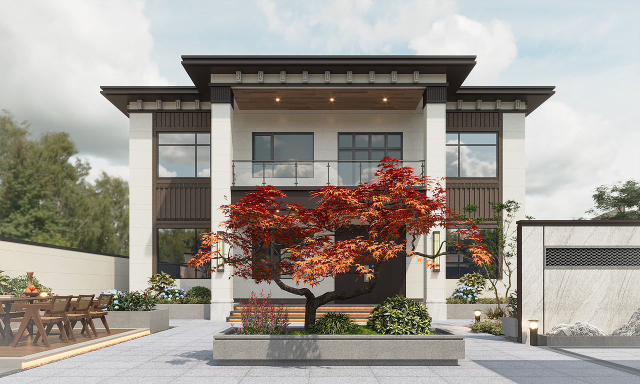 小院春秋 | 自建乡墅庭院设计（图ZNDAyNTU2OTE2） - 景观设计 - 站酷设计师张晓阳zxy原创素材 - 站酷ZCOOL