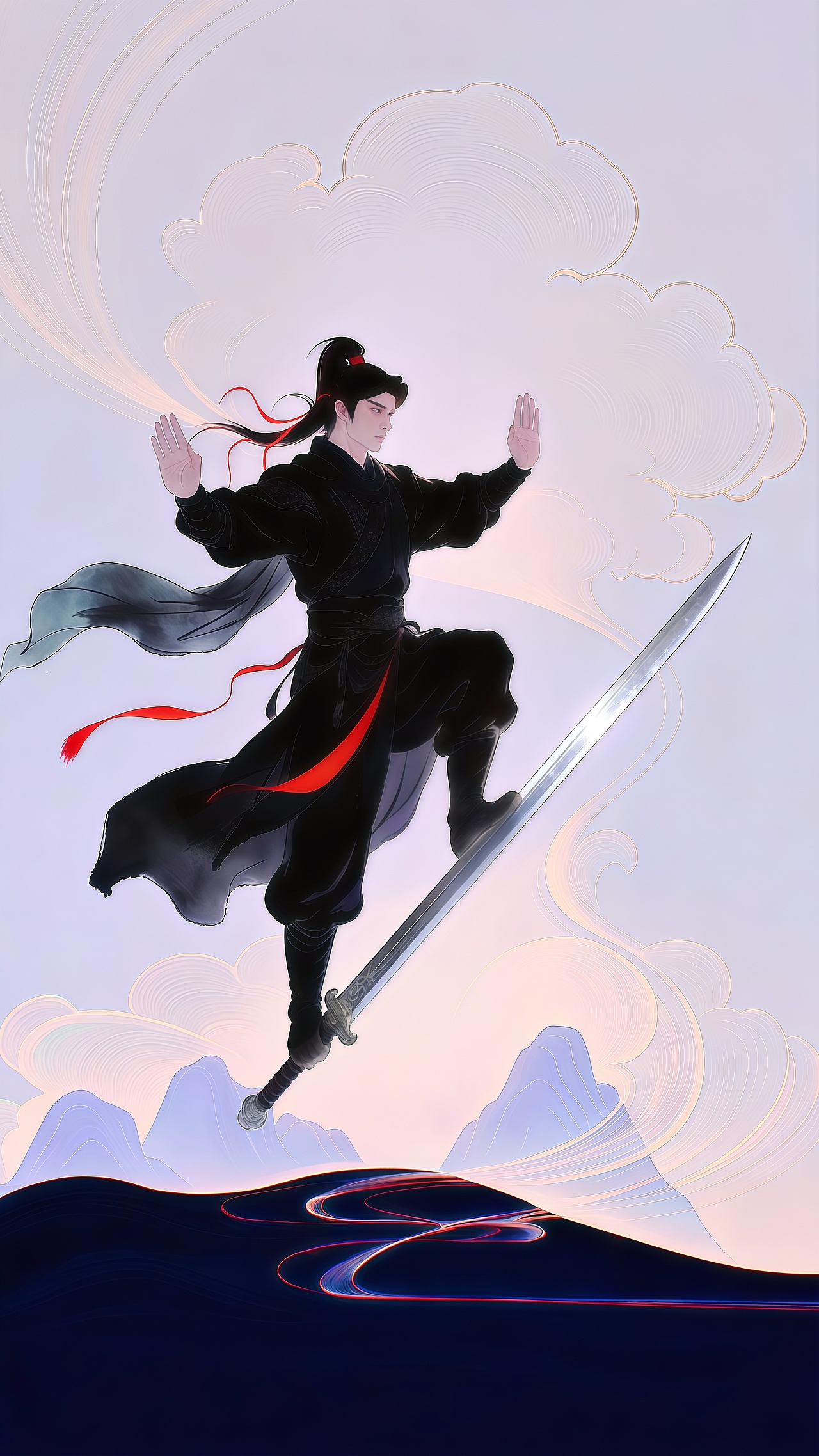 水墨江湖，御剑行仙｜每个人心中都有个仙侠梦（图ZNDAyNTU3MDI4） - AI作品 - 站酷设计师智绘马良原创素材 - 站酷ZCOOL