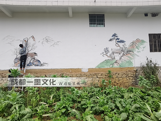 国画山水，国画，水墨画，山水画墙绘