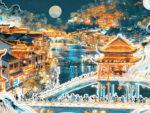 凰古城夜景