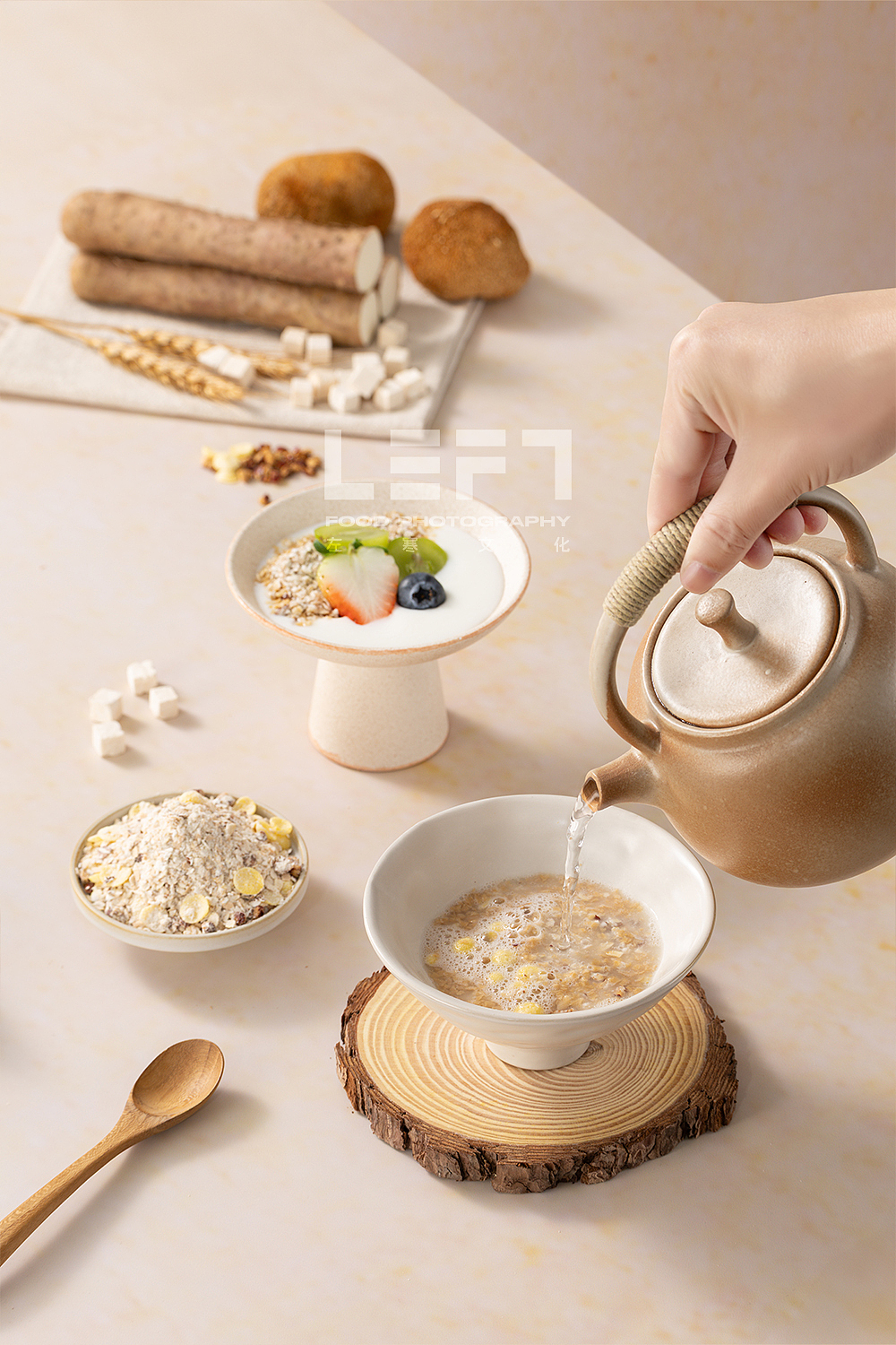 沪上阿姨 × LeftStudio｜茯苓山药燕麦片（图ZNDAyNjAyNDEy） - 产品摄影 - 站酷设计师LeftStudio原创素材 - 站酷ZCOOL