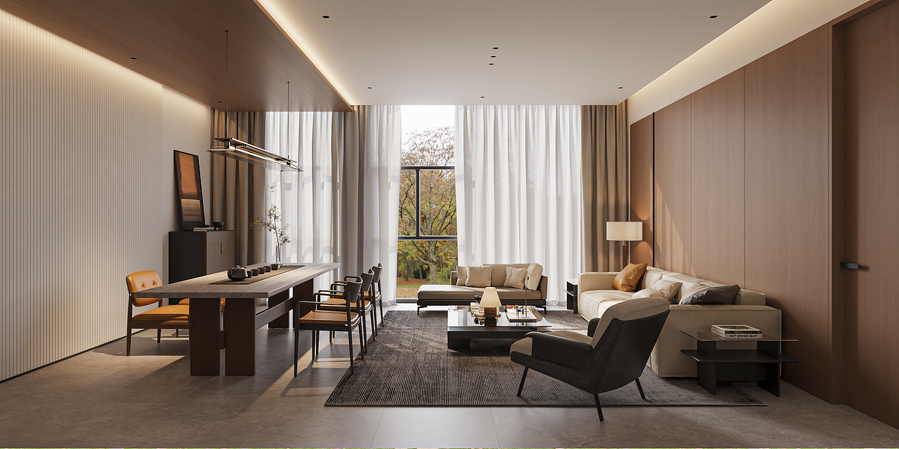 现代客餐厅渲染（图ZNDAyNjExOTE2） - 家装设计 - 站酷设计师原本一效果图表现原创素材 - 站酷ZCOOL