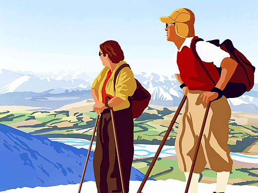 雪坡上的同行者