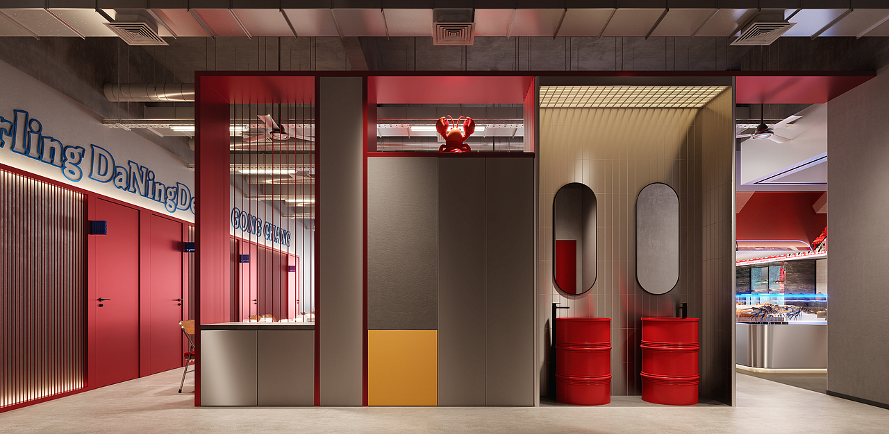 大玲的虾工厂｜把市井烟火做成潮流排档（图ZNDAyNjI5MjA4） - 酒店餐饮设计 - 站酷设计师是小巴菲呀原创素材 - 站酷ZCOOL