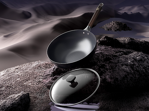 产品建模渲染 I 不粘精铁炒锅 ✖ 礼想抱福